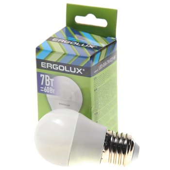 83 р. Лампа светодиодная Е27 G45 7W (60W) 220V дневной свет ERGOLUX ERGOLUX led-g45-7w-e27-6k  с доставкой в г. Кемерово. Увеличить фотографию 1