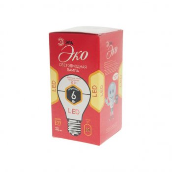 81 р. Лампа светодиодная E27 A55 6W (60W) 220V теплый ECO ЭРА ЭРА led-smd-a55-6w-827-e27 eco  с доставкой в г. Кемерово. Увеличить фотографию 2