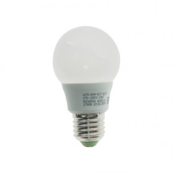 81 р. Лампа светодиодная E27 A55 6W (60W) 220V теплый ECO ЭРА ЭРА led-smd-a55-6w-827-e27 eco  с доставкой в г. Кемерово. Увеличить фотографию 1