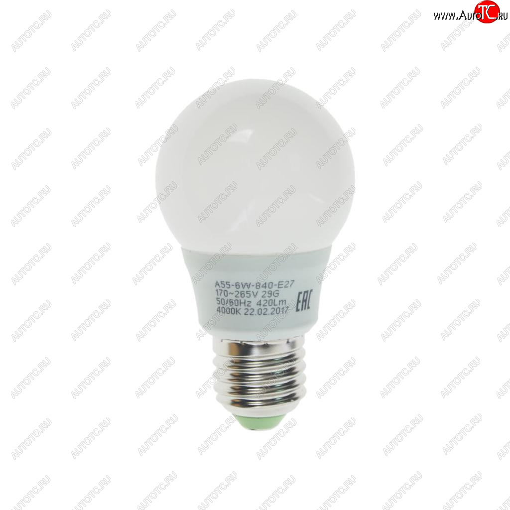 75 р. Лампа светодиодная E27 A55 6W (60W) 220V холодный ECO ЭРА ЭРА led-smd-a55-6w-840-e27  с доставкой в г. Кемерово