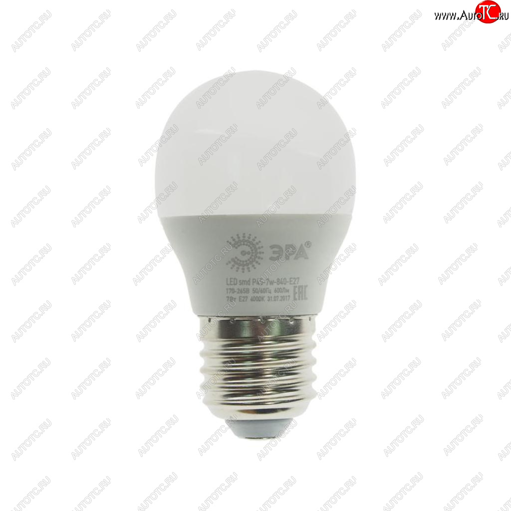 92 р. Лампа светодиодная E27 P45 7W (60W) 220V холодный ЭРА ЭРА led-smd-p45-7w-840-e27  с доставкой в г. Кемерово
