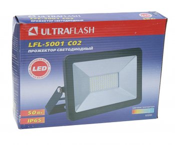 559 р. Светильник светодиодный 220V 50W 6500K черный ULTRAFLASH ULTRAFLASH lfl-5001 c02  с доставкой в г. Кемерово. Увеличить фотографию 3