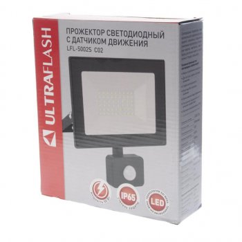 1 549 р. Светильник светодиодный 220V 50W 6500K с датчиком движения черный ULTRAFLASH ULTRAFLASH lfl-5002s c02  с доставкой в г. Кемерово. Увеличить фотографию 3