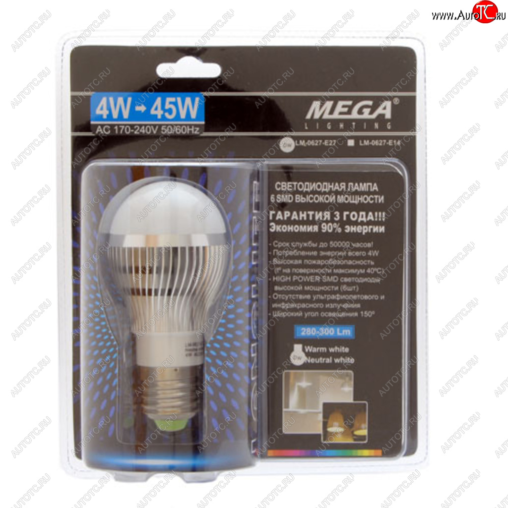 60 р. Лампа светодиодная E27 G45 4W(45W) 220V холодный MEGA LIGHTING MEGA LIGHTING lm-0627nw-e27 MEGA LIGHTING lm-0627nw-e27  с доставкой в г. Кемерово