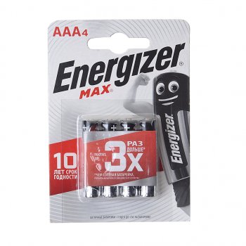 101 р. Батарейка AAA LR03 1.5V блистер 4шт. (цена за 1шт.) Alkaline Max ENERGIZER ENERGIZER lr03 bc4  с доставкой в г. Кемерово. Увеличить фотографию 1