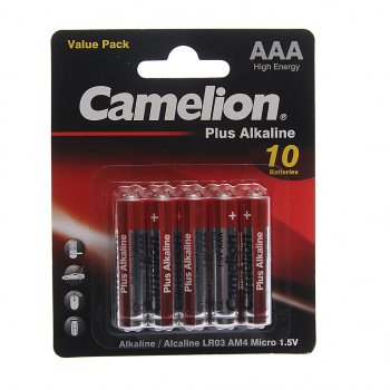58 р. Батарейка AAA LR03 1.5V блистер 10шт. (цена за 1шт.) Alkaline Plus CAMELION CAMELION lr03-bp10  с доставкой в г. Кемерово. Увеличить фотографию 2