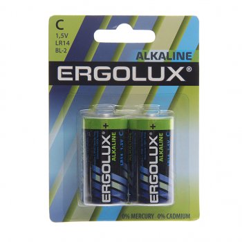 133 р. Батарейка C LR14 1.5V блистер 2шт. (цена за 1шт.) Alkaline ERGOLUX ERGOLUX lr14 bl-2  с доставкой в г. Кемерово. Увеличить фотографию 3