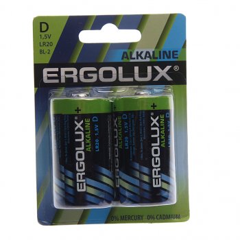 188 р. Батарейка D LR20 1.5V блистер 2шт. (цена за 1шт.) Alkaline ERGOLUX ERGOLUX lr20 bl-2  с доставкой в г. Кемерово. Увеличить фотографию 3