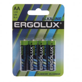 41 р. Батарейка AA LR6 1.5V блистер 4шт. (цена за 1шт.) Alkaline ERGOLUX ERGOLUX lr6 bl-4  с доставкой в г. Кемерово. Увеличить фотографию 3