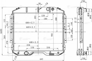 22 549 р. Радиатор ГАЗ-3309 алюминиевый 2-х рядный дв.ММЗ ЕВРО-4 (без горловины) LUZAR LUZAR lrc0339  с доставкой в г. Кемерово. Увеличить фотографию 3