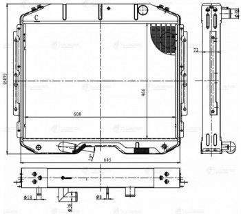 26 549 р. Радиатор ГАЗ-3309 алюминиевый 2-х рядный дв.ЯМЗ ЕВРО-4 LUZAR LUZAR lrc0354  с доставкой в г. Кемерово. Увеличить фотографию 4