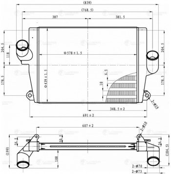 17 549 р. Охладитель ГАЗ-33104 наддувочного воздуха алюминиевый LUZAR LUZAR lric03104  с доставкой в г. Кемерово. Увеличить фотографию 7