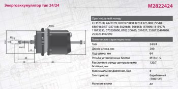 7 549 р. Энергоаккумулятор MAN TGA,TGS,TGX задний тип 2424 барабанный тормоз MARSHALL MARSHALL m2822424  с доставкой в г. Кемерово. Увеличить фотографию 6