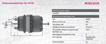 10 849 р. Энергоаккумулятор MAN DAF тип 3030 (кулачковый тормоз) MARSHALL MARSHALL m2833030  с доставкой в г. Кемерово. Увеличить фотографию 3