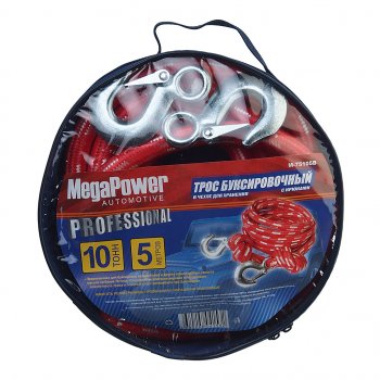 589 р. Трос буксировочный 10т 5м альпийский шнур (крюк-крюк) MEGAPOWER MEGAPOWER-AUTOMOTIVE m-75105b  с доставкой в г. Кемерово. Увеличить фотографию 2
