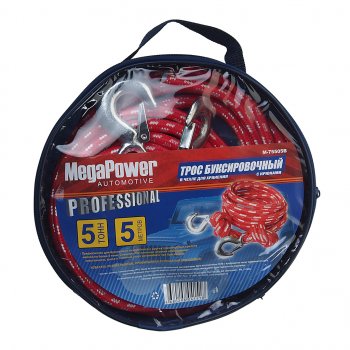 439 р. Трос буксировочный 5т 5м альпийский шнур (крюк-крюк) MEGAPOWER MEGAPOWER-AUTOMOTIVE m-75505b  с доставкой в г. Кемерово. Увеличить фотографию 2