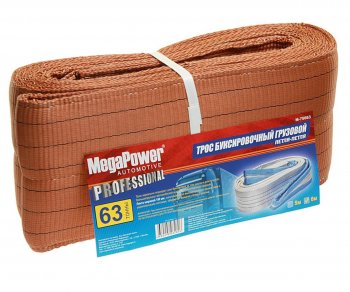 4 699 р. Трос буксировочный 63т 6м-180мм ленточный (петля-петля) MEGAPOWER MEGAPOWER-AUTOMOTIVE m-75663  с доставкой в г. Кемерово. Увеличить фотографию 1