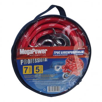 499 р. Трос буксировочный 7т 5м альпийский шнур (крюк-крюк) MEGAPOWER MEGAPOWER-AUTOMOTIVE m-75705b  с доставкой в г. Кемерово. Увеличить фотографию 2