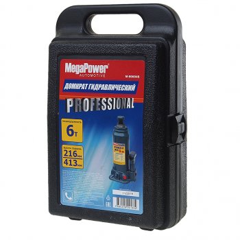 2 589 р. Домкрат бутылочный 6т 216-413мм с клапаном в кейсе MEGAPOWER MEGAPOWER-AUTOMOTIVE m-90604s  с доставкой в г. Кемерово. Увеличить фотографию 2