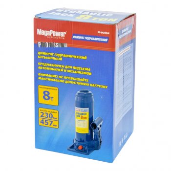 2 279 р. Домкрат бутылочный 8т 230-457мм с клапаном MEGAPOWER MEGAPOWER-AUTOMOTIVE m-90804  с доставкой в г. Кемерово. Увеличить фотографию 2