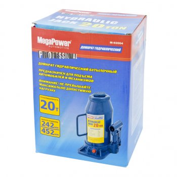 4 549 р. Домкрат бутылочный 20т 242-452мм с клапаном MEGAPOWER MEGAPOWER-AUTOMOTIVE m-92004  с доставкой в г. Кемерово. Увеличить фотографию 2