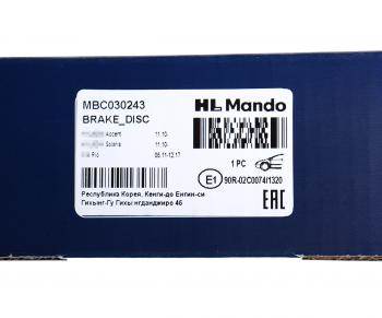 3 089 р. Диск тормозной HYUNDAI Solaris (11-) KIA Rio (11-) передний (1шт.) MANDO MANDO mbc030243 MANDO mbc030243  с доставкой в г. Кемерово. Увеличить фотографию 6