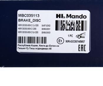 3 499 р. Диск тормозной MERCEDES C (W202),E (W210) передний (1шт.) MANDO MANDO mbc035113  с доставкой в г. Кемерово. Увеличить фотографию 4