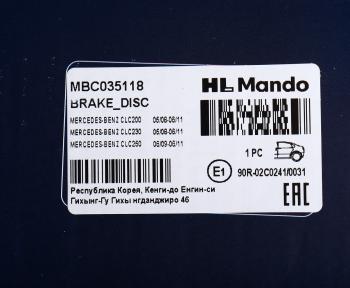 2 749 р. Диск тормозной MERCEDES C (W202) (94-00),E (W124) (94-95) задний (1шт.) MANDO MANDO mbc035118 MANDO mbc035118  с доставкой в г. Кемерово. Увеличить фотографию 5