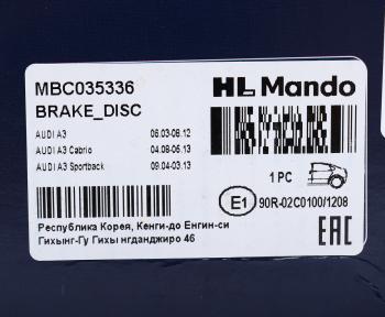 2 399 р. Диск тормозной VW Golf 5,6 AUDI A3 SKODA Octavia (1Z,5E),Yeti задний (1шт.) MANDO MANDO mbc035336  с доставкой в г. Кемерово. Увеличить фотографию 6