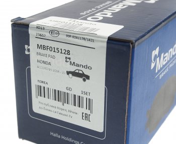 1 159 р. Колодки тормозные HONDA Accord,Civic,CR-V (91-) задние (4шт.) MANDO MANDO mbf015128  с доставкой в г. Кемерово. Увеличить фотографию 3
