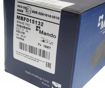 1 799 р. Колодки тормозные VOLVO S40,V40 MITSUBISHI Carisma передние (4шт.) MANDO MANDO mbf015132  с доставкой в г. Кемерово. Увеличить фотографию 3