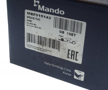 2 099 р. Колодки тормозные VW Passat B5 AUDI A4,A6 передние (4шт.) MANDO MANDO mbf015143 MANDO mbf015143  с доставкой в г. Кемерово. Увеличить фотографию 3