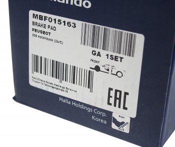 2 069 р. Колодки тормозные PEUGEOT 206,206SW (01-) передние (без АБС) (4шт.) MANDO MANDO mbf015163  с доставкой в г. Кемерово. Увеличить фотографию 3