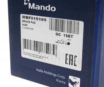 1 979 р. Колодки тормозные AUDI A4,A6 (05-),A8 (03-) задние (4шт.) MANDO MANDO mbf015195 MANDO mbf015195  с доставкой в г. Кемерово. Увеличить фотографию 3
