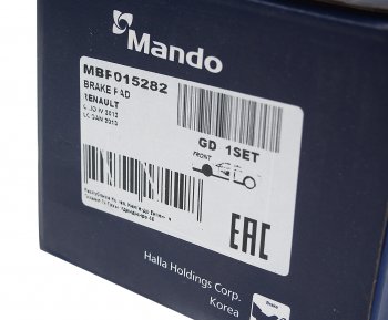 1 599 р. Колодки тормозные RENAULT Logan (14-),Sandero (14-) передние (4шт.) MANDO MANDO mbf015282  с доставкой в г. Кемерово. Увеличить фотографию 3