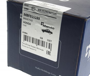 1 639 р. Колодки тормозные HONDA Accord (08-13),Civic (12-) передние (4шт.) MANDO MANDO mbf015289 MANDO mbf015289  с доставкой в г. Кемерово. Увеличить фотографию 3