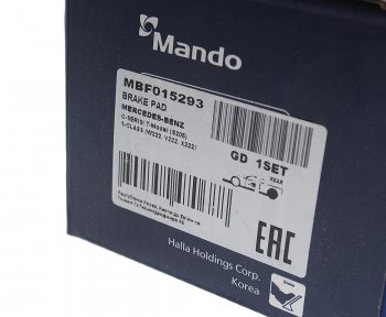 2 899 р. Колодки тормозные MERCEDES C (W205) передние (4шт.) MANDO MANDO mbf015293 MANDO mbf015293  с доставкой в г. Кемерово. Увеличить фотографию 3