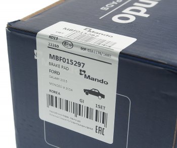2 789 р. Колодки тормозные FORD Mondeo (15-) передние (4шт.) MANDO MANDO mbf015297 MANDO mbf015297  с доставкой в г. Кемерово. Увеличить фотографию 3