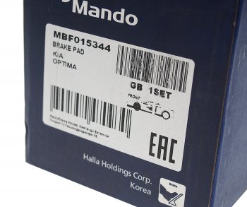 1 759 р. Колодки тормозные KIA Optima (11-) передние (4шт.) MANDO MANDO mbf015344 MANDO mbf015344  с доставкой в г. Кемерово. Увеличить фотографию 3