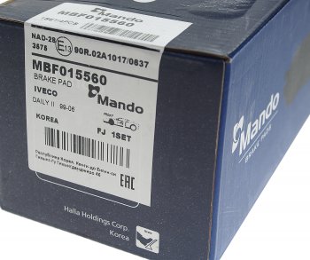 2 559 р. Колодки тормозные передние (4шт.) MANDO Iveco Daily фургон (2014-2019)  с доставкой в г. Кемерово. Увеличить фотографию 3