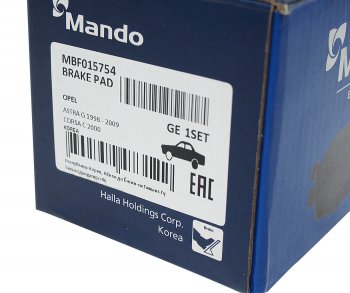 1 389 р. Колодки тормозные OPEL Astra G (98-),Zafira Van (03-05) задние (4шт.) MANDO MANDO mbf015754 MANDO mbf015754  с доставкой в г. Кемерово. Увеличить фотографию 3