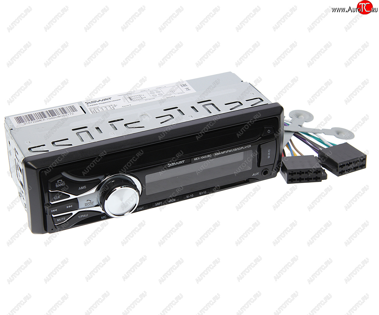 2 159 р. Магнитола автомобильная 1DIN SWAT SWAT mex-1042ubg  с доставкой в г. Кемерово