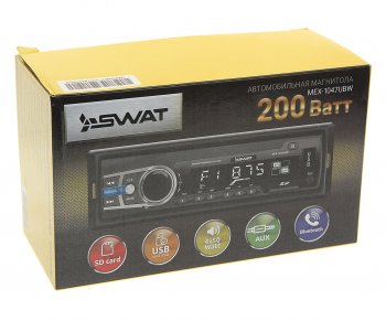 1 779 р. Магнитола автомобильная 1DIN SWAT SWAT mex-1047ubw  с доставкой в г. Кемерово. Увеличить фотографию 4