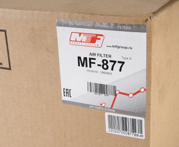 5 599 р. Фильтр воздушный SCANIA 4,114,124,P,G,R,T series (08-) (с ножками на дне) MTF MTF mf877  с доставкой в г. Кемерово. Увеличить фотографию 5