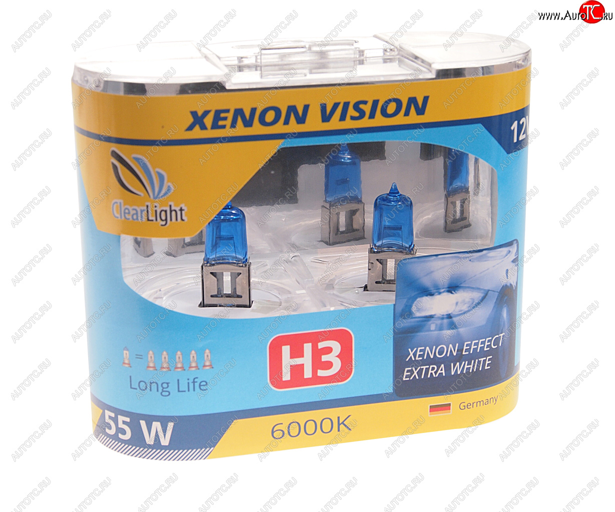 489 р. Лампа 12V H3 55W PK22s бокс (2шт.) Xenon Vision CLEARLIGHT CLEARLIGHT mhl3xv  с доставкой в г. Кемерово