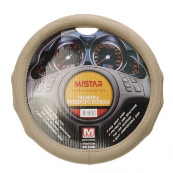 559 р. Оплетка руля (M) 37-39см бежевая MISTAR MISTAR mis-17stw20 be (m)  с доставкой в г. Кемерово. Увеличить фотографию 1