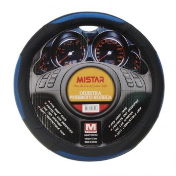 559 р. Оплетка руля (M) 37-39см черно-синяя MISTAR MISTAR mis-17stw24 bl (m)  с доставкой в г. Кемерово. Увеличить фотографию 1
