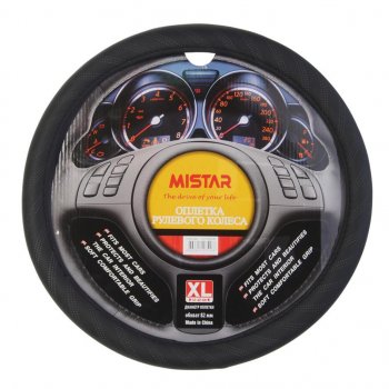 559 р. Оплетка руля (XL) 41-43см черная MISTAR MISTAR mis-17stw26 bk (xl)  с доставкой в г. Кемерово. Увеличить фотографию 1