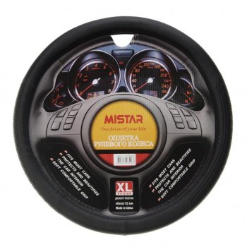 539 р. Оплетка руля (XL) 41-43см черная MISTAR MISTAR mis-17stw38 bk (xl)  с доставкой в г. Кемерово. Увеличить фотографию 1