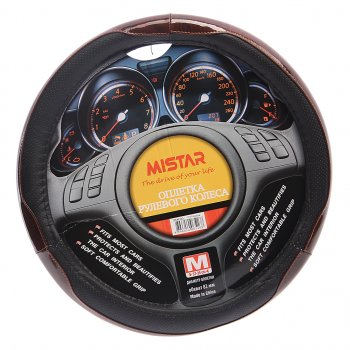539 р. Оплетка руля (M) 37-39см черная вставки под дерево MISTAR MISTAR mis-17stw48 bk (m)  с доставкой в г. Кемерово. Увеличить фотографию 1